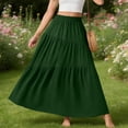 thumbnail image 4 of LIaqionyy Women's Maxi Skirt High Waist Pleated A Line Flowy Summer Casual Solid Color Long Skirts with Pockets, 4 of 6
