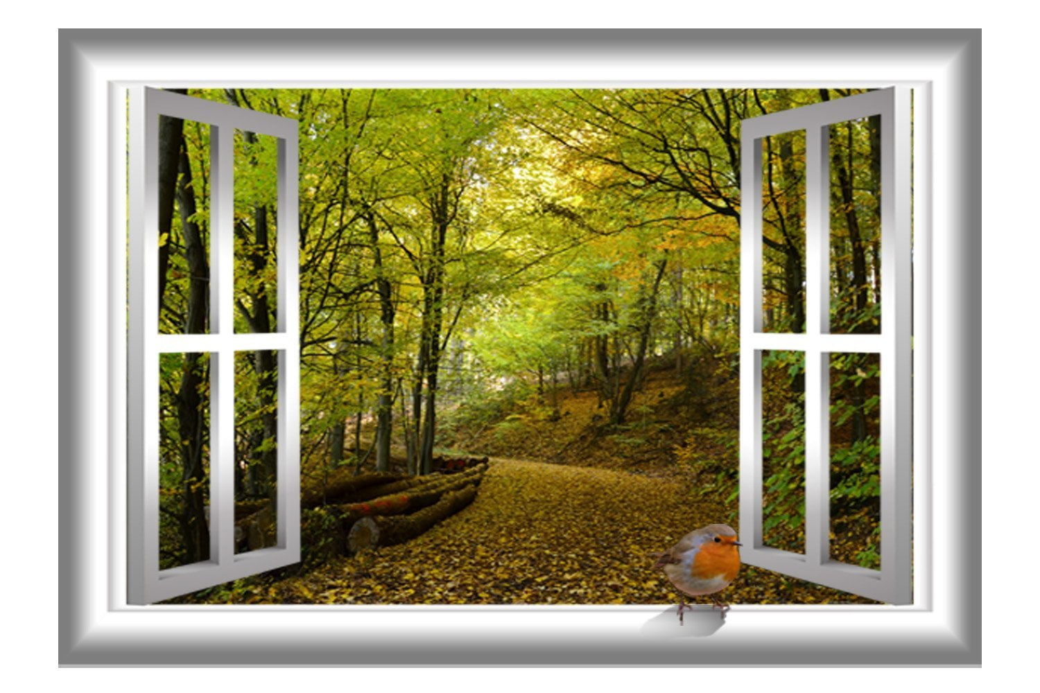 VWAQ 3D Bird Wall Sticker Nature Window Decal Peel And Stick Mural - AN5 (24"H X 30"W)