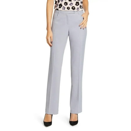 Anne Klein Women's Ridge Crest Straight Leg Twill Trousers Gray Size 10