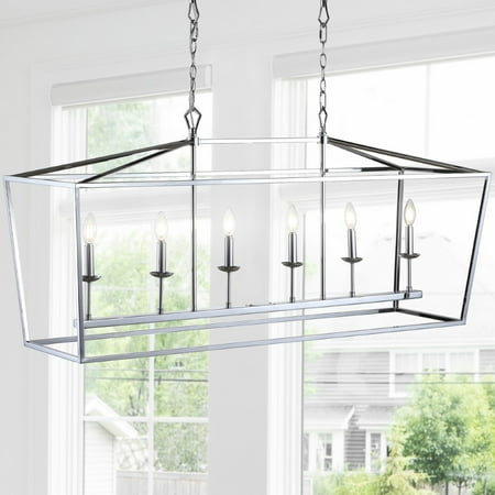 

Pagoda 49 6-Bulb Lantern Metal LED Pendant Chrome by JONATHAN Y