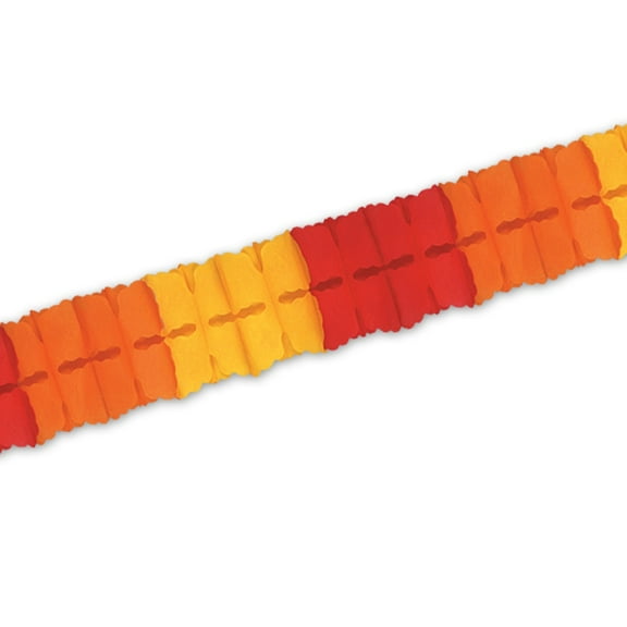Beistle Pack of 24 Red, Orange and Golden-Yellow Tissue Leaf Garland Decorations 4.5" x 12'
