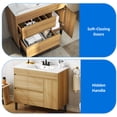 thumbnail image 4 of ModFusion 36-Inch Bathroom Vanity Cabinet with Ceramic Basin, Double Drawers & Soft-Close Doors Storage, Yellow Oak, 4 of 8