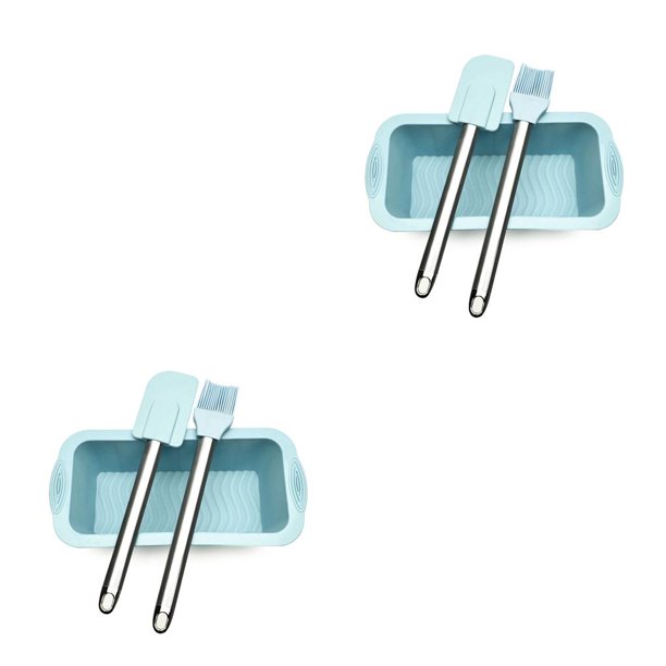 Moyic Juego de 3 unidades de molde para tostadas, molde Rectangular para hornear pan, raspador de cepillo de cocina de silicona antiadherente Type1 NO1