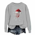 thumbnail image 3 of Meichang Oversized Christmas Sweatshirts for Women Crewneck Long Sleeve Wine Glass Graphic Print Fleece Pullover Xmas Holiday Tops, 3 of 4