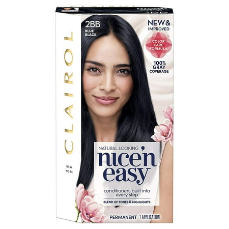 Clairol 2BB Blue Black Nice'n Easy Hair Color w/ Conditioner, 1 App (Best Hair Makeover App)