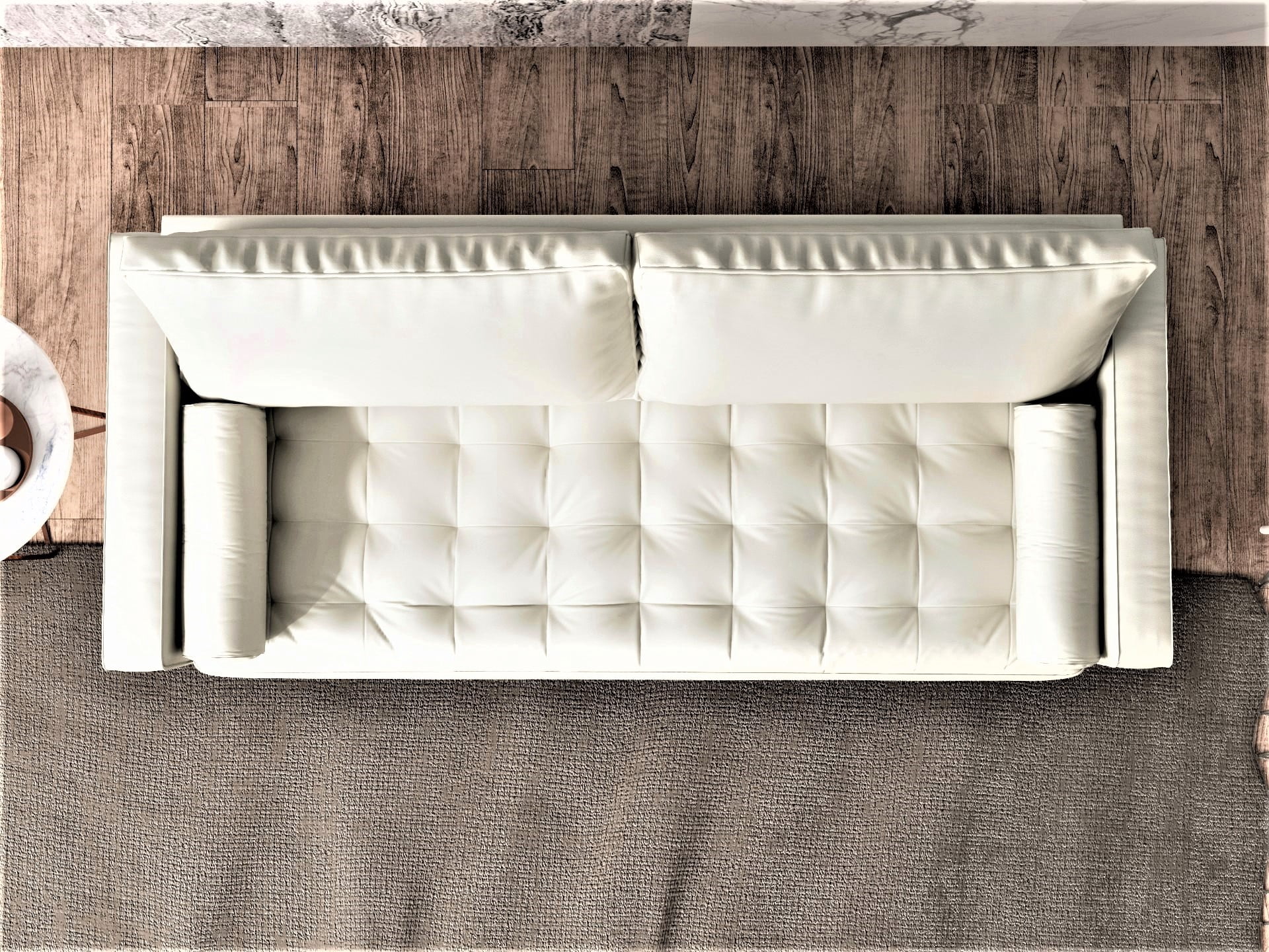 Uspridefurniture Darby 69.7'' Faux Leather Square Arm Sofa,Beige