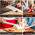 thumbnail image 5 of Kitchen Knife Set,White Flower 6PC Stainless Steel Sharp Chef Knife Set with Acrylic Stand, Cooking Non-slip Knife Set with Block, Non-stick Colorful Coating Gift for Women Girls, 5 of 7