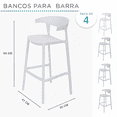 thumbnail image 3 of Set 4 Bancos Bar Cocina Desayunador Barra Respaldo Plástico Gris, 3 of 5