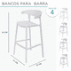 thumbnail image 3 of Set 4 Bancos Bar Cocina Desayunador Barra Respaldo Plástico Gris, 3 of 5