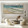 thumbnail image 3 of Large Sea Abstract Painting Seascape Oil Painting Abstract Seascape Large Wall Art Beach Art Blue Ocean Painting Brown Canvas Art,Unstretched,Frameless,(61*122cm)24*48Inches, 3 of 5