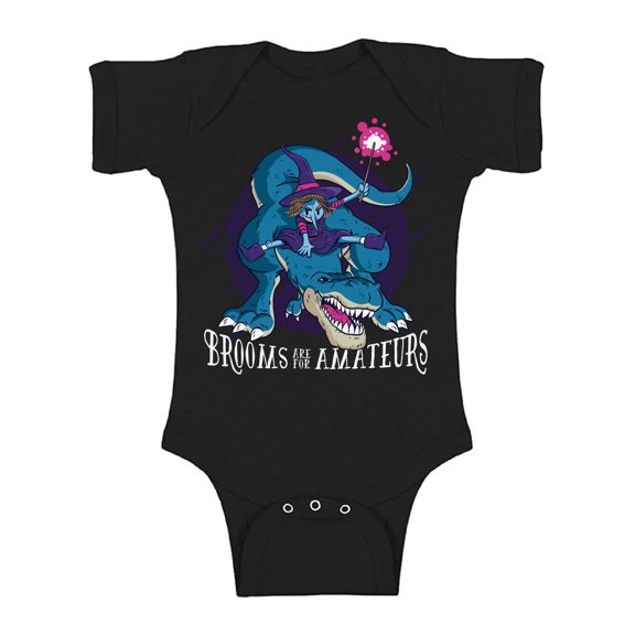 Awkward Styles Halloween Baby Bodysuit Witch on Dinosaur Romper