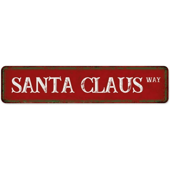 Santa Claus Lane Metal Signs Fashion Chic Outside Terrace Indoor Man Cave Decor Metal Plaque Santa Claus Gift Garage Signs for Shop 4"x16"