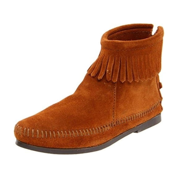 Minnetonka Women's Back Zipper Bootie,Brown,6.5 M US