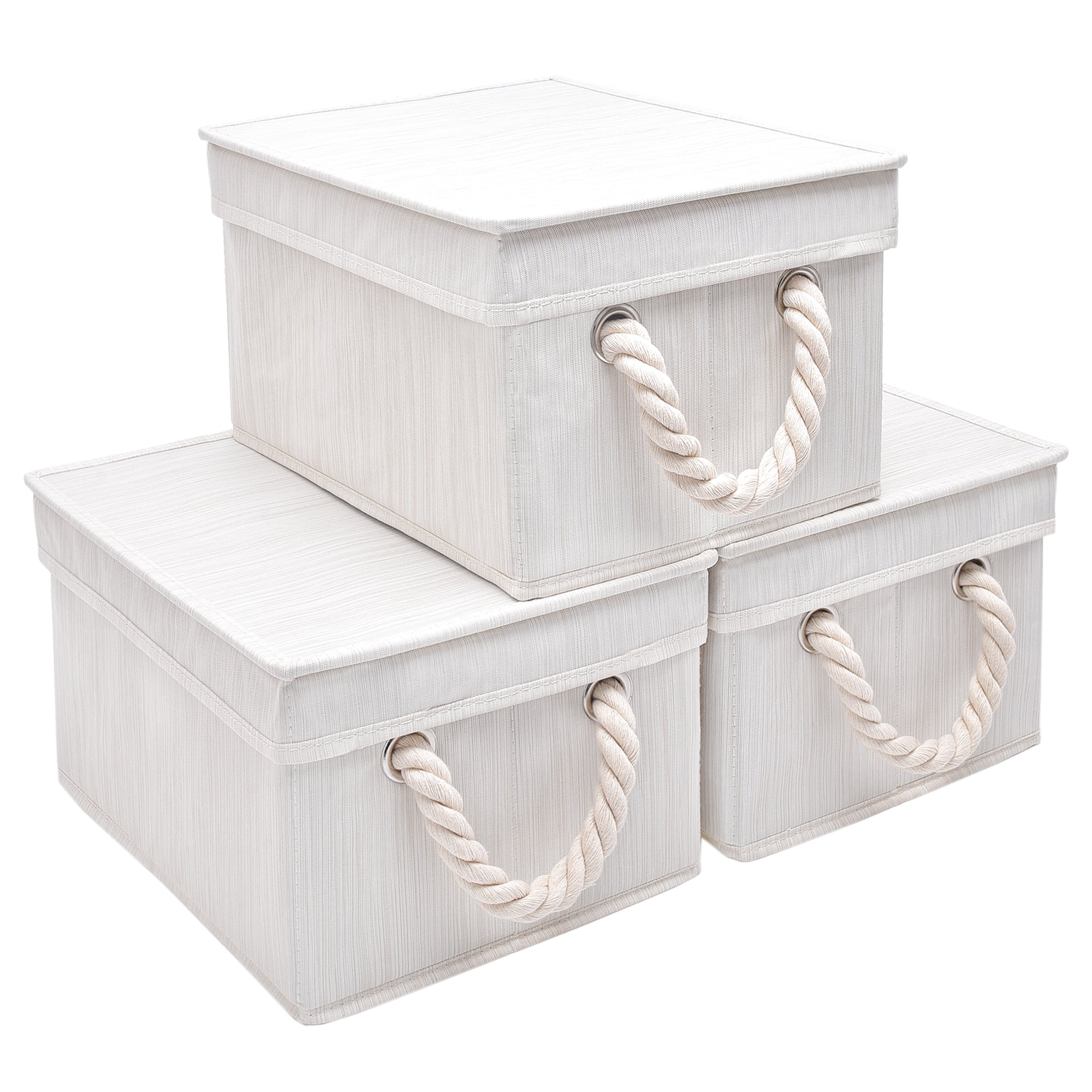 Foldable Fabric Storage Bins with Lids & Handles, Collapsible Storage Boxes for Closet&Shelf, 3