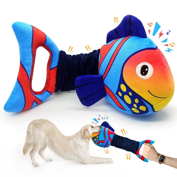 Large Dog Toys for Aggressive Chewers:2-in-1 Squeaky & Crinkle Sounds, Stretchable Interactive Tug Dog Toys, Soft Cuddly Companion for Anxiety Relief, Calming Plush for Large & Small Breeds
