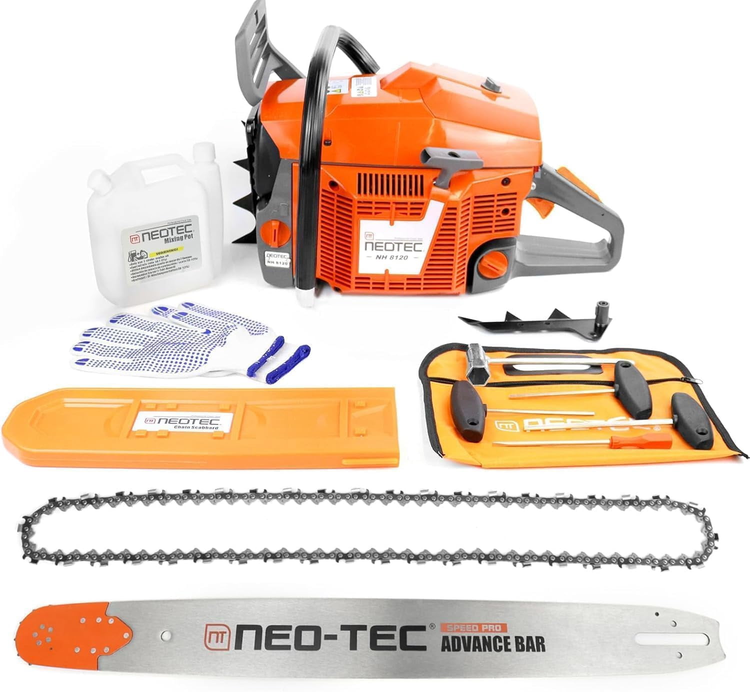 120cc Gas Powered Chainsaw 42 Inch Bar 8.4HP 6.2KW 2-Cycle Large Engine Gasoline Saw for Tree Cutting Firewood Logging Farming Ranching Land Clearing Timber Harvesting Heavy Duty Professional Motosi