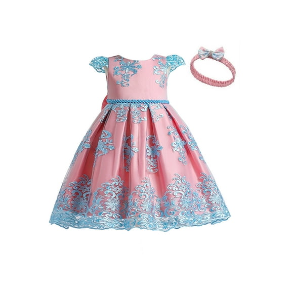 Seyurigaoka Little Girls Mesh Princess Dress Lace Edge Formal Skirt + Headwear