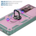 thumbnail image 4 of Military Grade Drop Impact for Samsung Galaxy Note 20 Ultra Camera Lens Slide Protection Case 360 Metal Rotating Ring Kickstand Holder Armor Shockproof Case For Samsung Galaxy Note 20 Ultra,Pink+Green, 4 of 10
