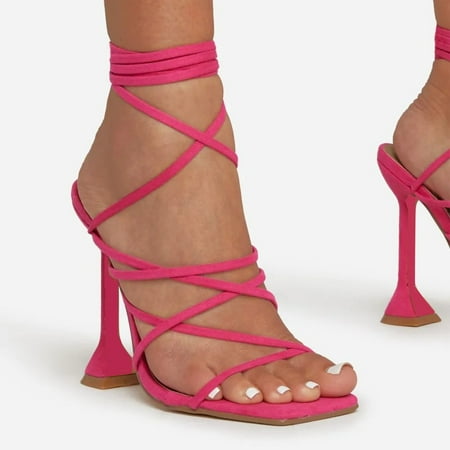 

TianCe_Officoal Women Sexy Strappy Heeled Sandals Lace Up Square Open Toe Heels Stiletto Thong Sandal Criss-Cross Gladiator High Heel Sandals Shoes