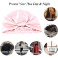 thumbnail image 5 of Turbante anudado, pañuelo para la cabeza con forro de satén de seda para mujeres con cabello rizado, disponible de día, color negro, 5 of 5