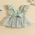 thumbnail image 3 of Barboteuse pour Bébés Filles, Justaucorps à Manches à Volants, Imprimé Floral, Robe en Tulle avec Nœud, Combinaison, 3 of 7