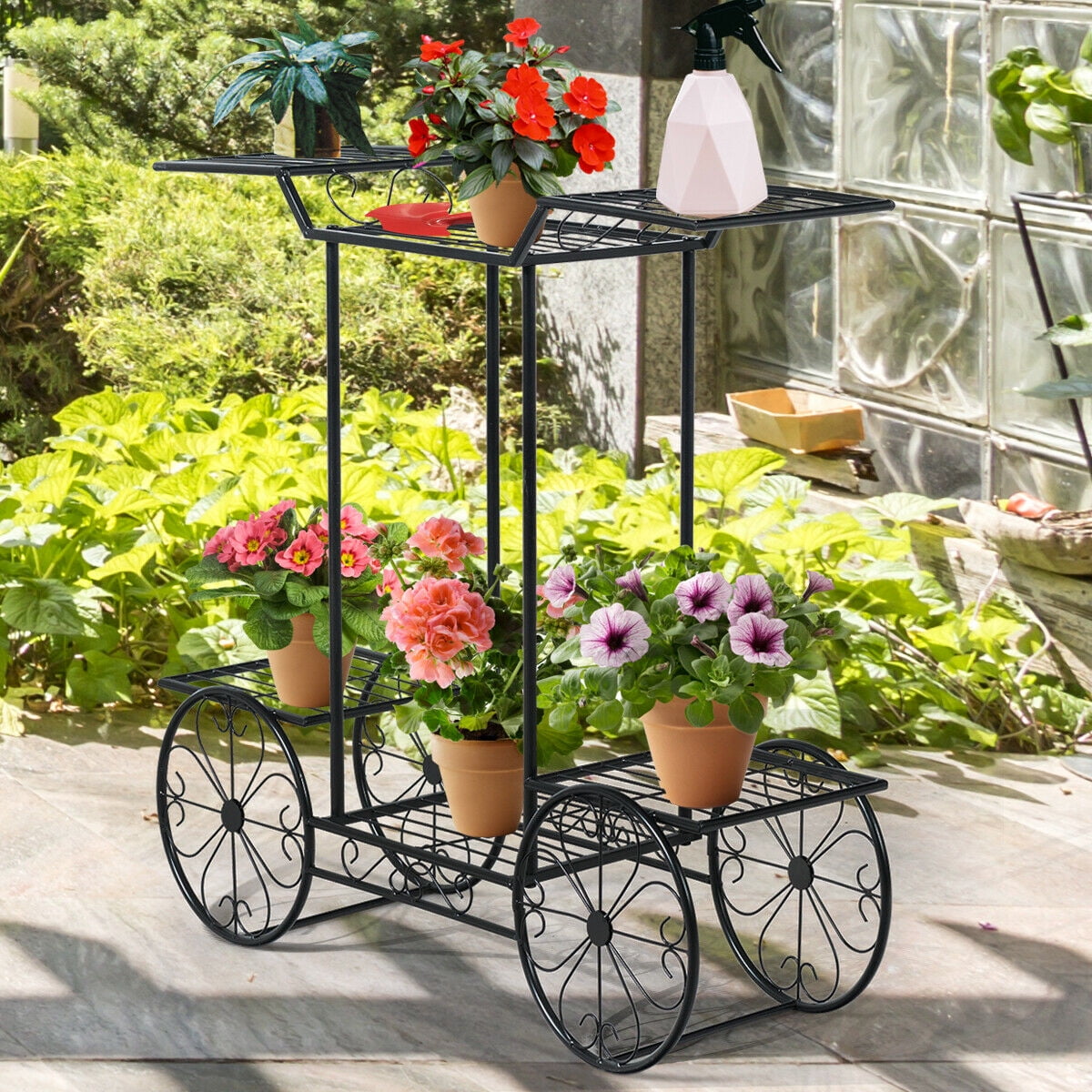 Gymax 6Tier Garden Cart Stand Flower Rack Display Decor Flower Pot