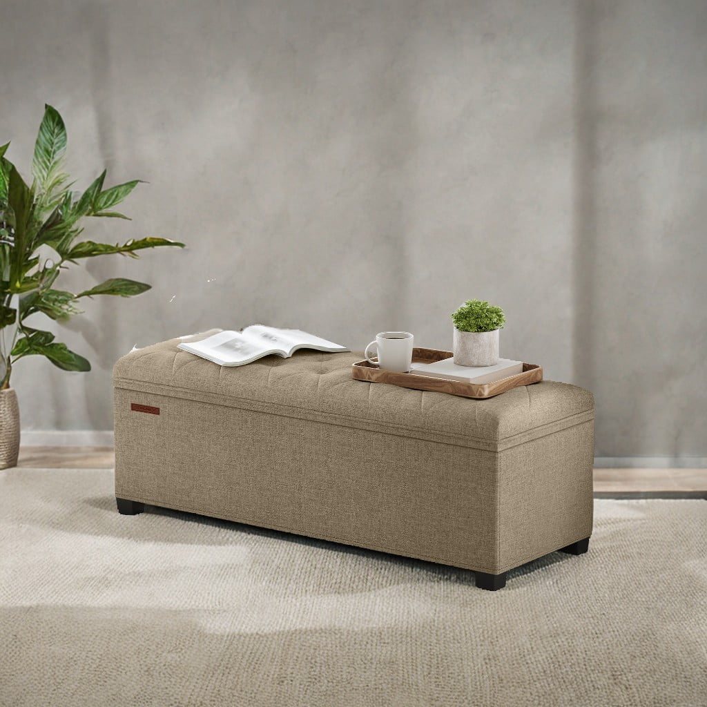 SONGMICS 43.3" Storage Ottoman Bench, Foot Rest with Legs, Ottoman with Storage, Rectangle End of Bed Bench, Storage Chest, Load up to 660 lb, Study
