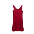 thumbnail image 5 of OSOLU Dresses Solid Color Women Elegant Casual Dress V-Neck A-Line Sleeveless Midi Dress With Satin Trim For Daily Wear Party Events Cozy Sundress Wedding Guest Dress, 5 of 5