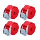 thumbnail image 1 of 4 Piezas Carga Amarre Abajo Correas con Leva Bloqueo Hebilla Nylon para Coche Red 1m*2.5cm, 1 of 1