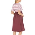 thumbnail image 4 of gakvbuo Maternity Dress For Women Plus Size Summer Baby Shower Pregnancy Dresses For Photoshoot Maternity Clothing Pregnant Women Clothes Round Neck Short-sleeved Striped Maternity Casual Dress, 4 of 9