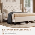 thumbnail image 6 of Miniyam Full Size Wingback Bed with 52" Velvet Upholstered Headboard, Nailhead Trim, Sturdy Wood Slats for Adults, Beige, 6 of 7