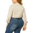 thumbnail image 3 of Unique Bargains Women's Plus Size Long Sleeve Jean Jacket Button Cropped Denim Jacket, 3 of 7