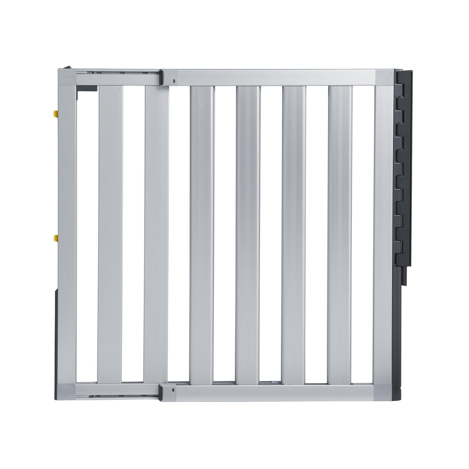 Munchkin Loft Barrière pour bébé montée sur quincaillerie pour escaliers, couloirs et portes, s'étend de 26,5" à 40" de large, aluminium argenté