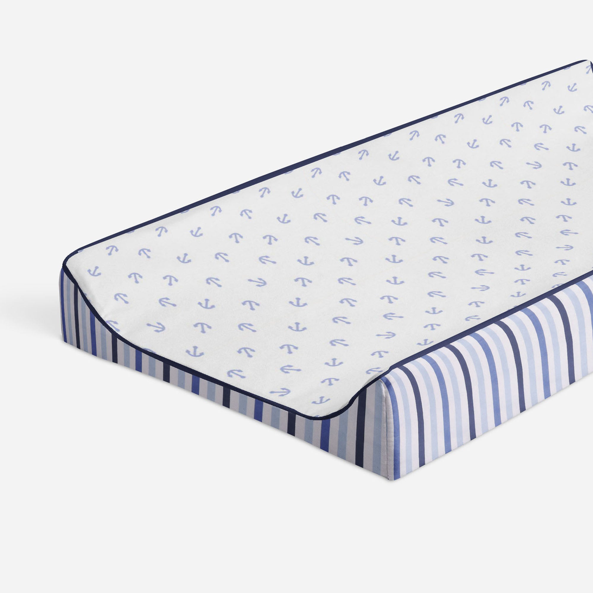 Bacati - Little Sailor Blue/Navy Boys Quilted Changing Pad Cover - image 1 of 10