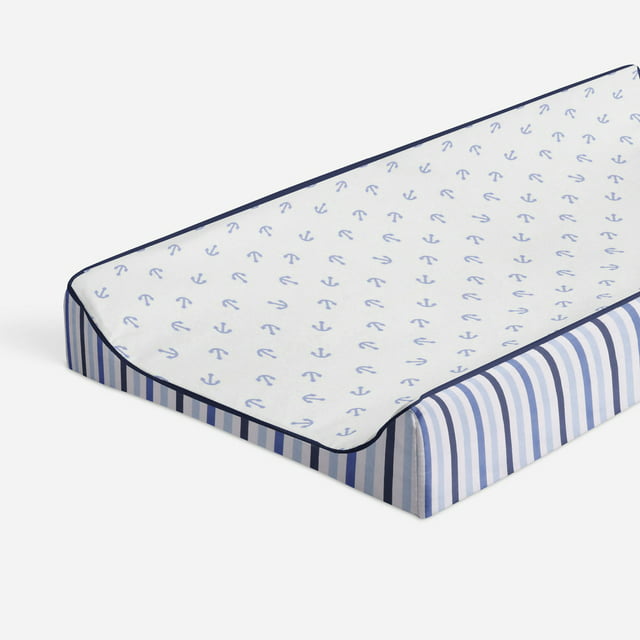 Bacati - Little Sailor Blue/Navy Boys Quilted Changing Pad Cover