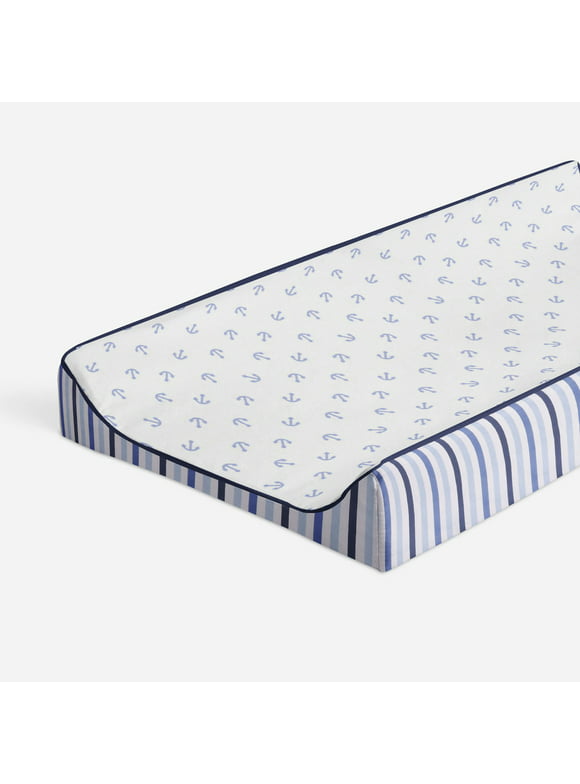 Bacati - Little Sailor Blue/Navy Boys Quilted Changing Pad Cover