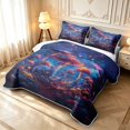 thumbnail image 3 of Homewish Cute Fungus Plants Bed Spread Queen,Watercolor Botanical Mushrooms Queen Coverlet Set,Blue Orange,Navy Blue Reversible,3-Piece, 3 of 7