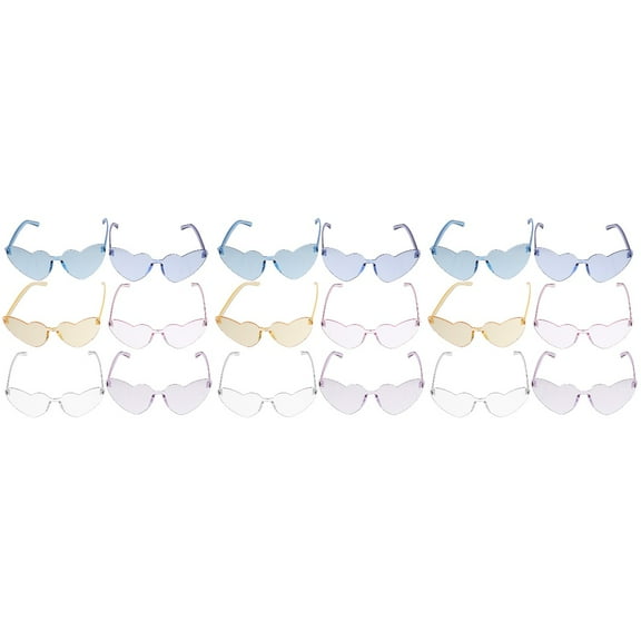 FRCOLOR 18 Pcs Heart Shaped Rimless Sunglasses Frameless Sunglasses Heart Shape Sunglasses Heart Sunglasses Prop