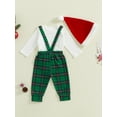 thumbnail image 6 of Jaweiwi Baby Toddler Boy Christmas Outfit, 3 6 9 12 18 Months Long Sleeve Dots Printed Bow Tie Romper with Overall Pants and Hat Infant Outfit, 6 of 9