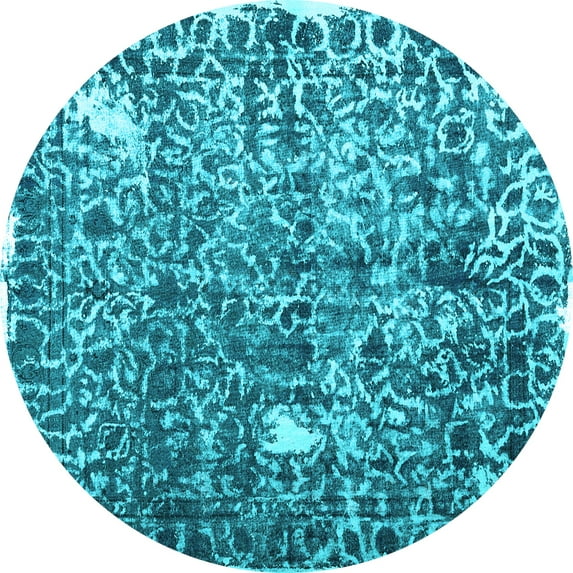 Ahgly Company Indoor Round Abstract Light Blue Contemporary Area Rugs, 3' Round