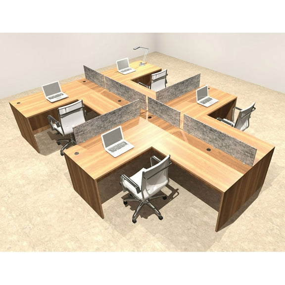Four Person Modern Accoustic Divider Office Workstation Desk Set, #OT-SUL-SPRG45