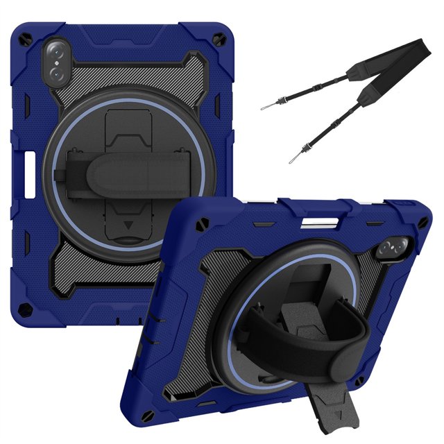 XYX 3in1 Rotating Stand Case for Honor Tab V7 Pro 11 inch with Hand/Shoulder Strap, Shockproof Rugged, Navy Blue