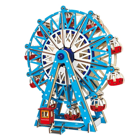 Wooden DIY 3D Puzzles Jigsaws Model Ferris Wheel Carousel Wood Toys For Adults Kids As Gifts