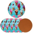 thumbnail image 2 of Ice Cream Luxury Round Drink Coasters Set of 6pcs - Microfiber Leather Coasters 11x11 cm/4.3x4.3 in - Stylish Drink Coaster for Table, 2 of 6