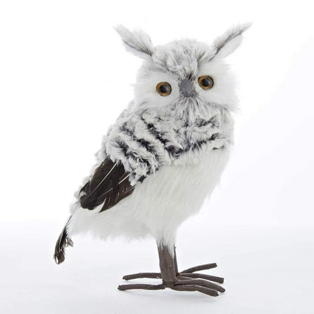 Kurt Adler 10-Inch Gray & White Owl Figurine – Decorative Holiday & Home Décor