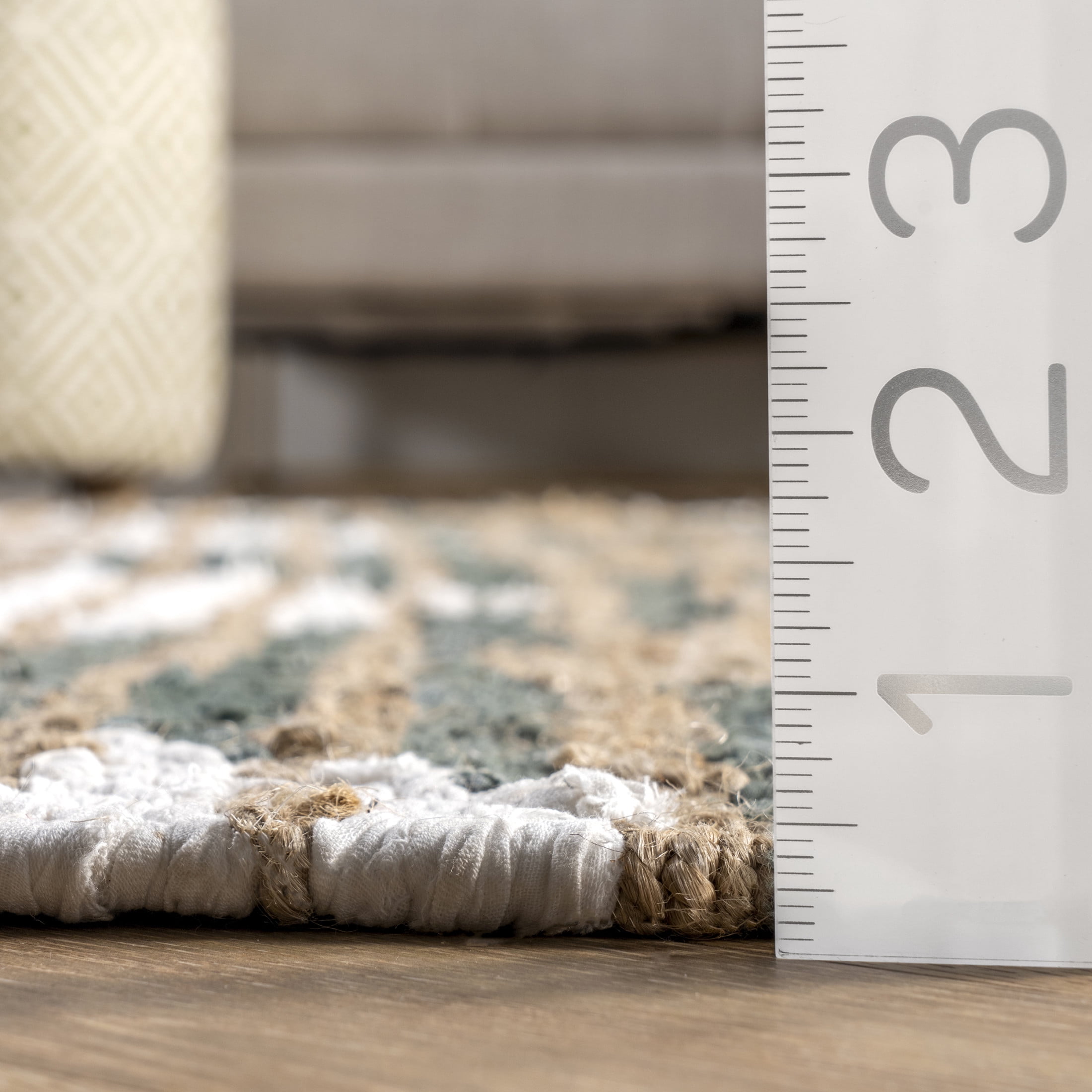 nuLOOM Hand Braided Marla Denim And Jute Diamonds Area Rug, 4' x 6', Marla Olive