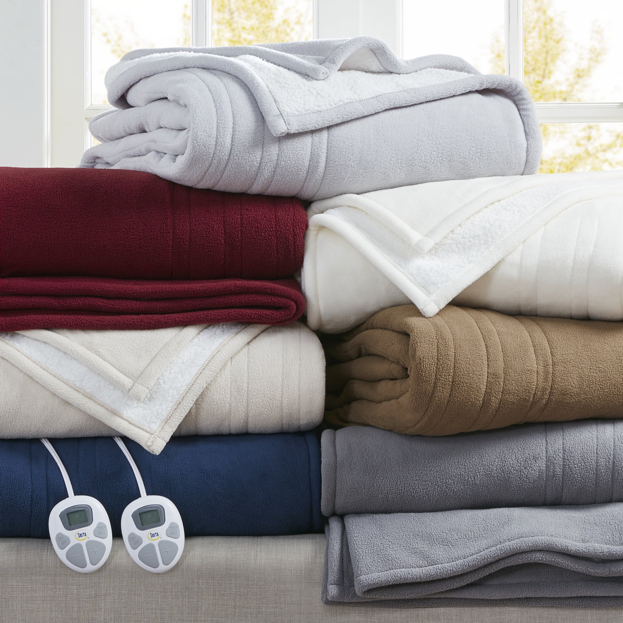Serta Polyester and Cotton Fleece to Sherpa Heated Blanket ST54-0100