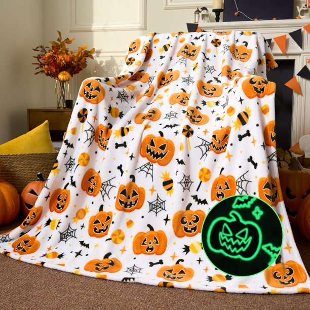Manta Joiedomi para Halloween, 127 x 152 cm, suave y brillante en la oscuridad