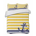 thumbnail image 2 of Quilts King Size, Yellow Striped Soft Comforter Bedding Set for Bed, Navy Blue Nautical Anchor Geometric Lightweight Quilted Bedspread with Pillow Cover(2 Pieces) for All Season, 96x106 Inch, 2 of 6