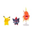 thumbnail image 1 of Paquet de 3 figurines de combat Pokémon 2" - Pikachu, Zorua et Magicarpe avec support, 1 of 5